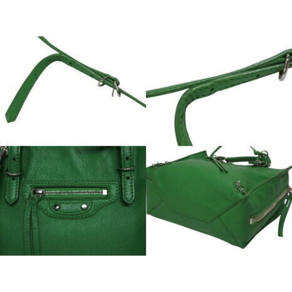BALENCIAGA Paper Handbag Green Leather - Picture 6 of 8